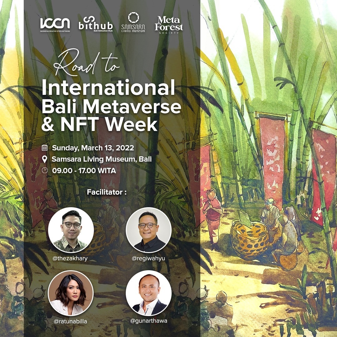 metaforestsoc's tweet photo. Join Meta Forest Society in Road to International Bali Metaverse &amp; NFT Week! Let's have insightful discussion with us!

Please fill this form for reservation:
https://t.co/hkeQsRHi9c

#BaliMetaverseWeek #NFTforSocialImpact https://t.co/I3YWRJwpKf
