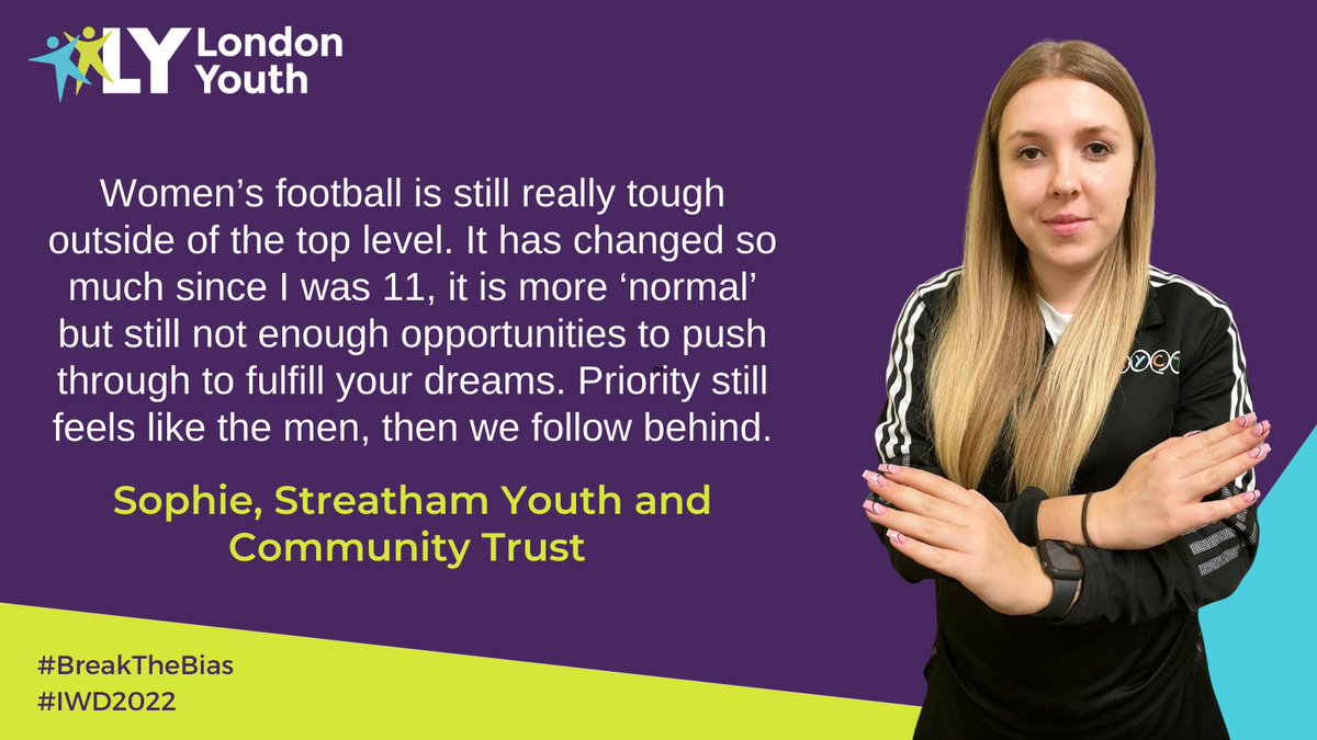 LondonYouth's tweet photo. London Youth women and girls #BreakTheBias daily by playing sports usually dominated by men and challenging perceptions of their limitations.

Read our #IWD2022 Q&amp;A with the amazing @sophiemanzi, Sports Youth Worker at Streatham Youth and Community Trust.

https://t.co/BNIsyQcUFj https://t.co/2FplU2D1JQ