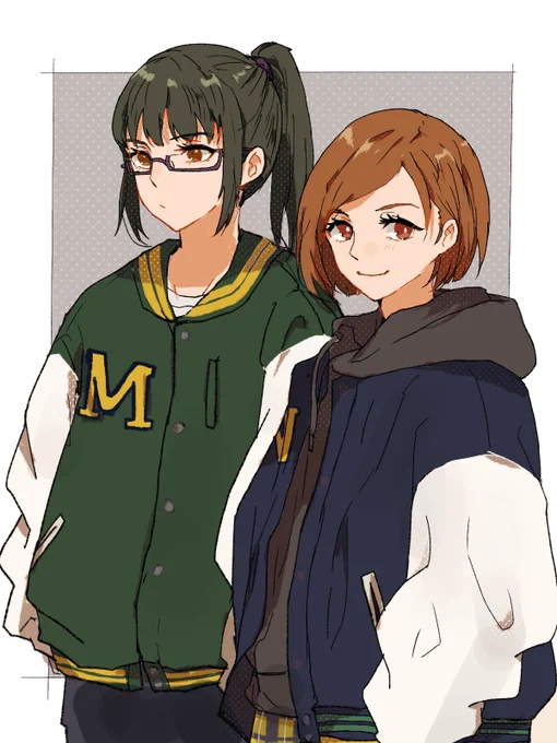 お揃いのスタジャンを着るのばまきちゃん 