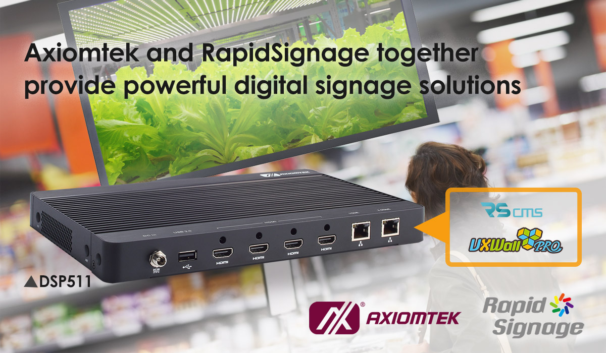 AxiomtekUK's tweet photo. Axiomtek partners with RapidSignage to provide powerful signage solutions

#RapidSignage #DigitalSignage #DigitalSigns #InteractiveKiosk #VideoWalls #DigitalSignagePlayer #MultiDisplay

Learn more: https://t.co/RaDJuUyVzF https://t.co/uDLN8xWYfb