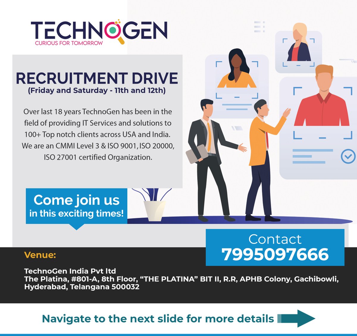 Technogenin's tweet photo. Our Curiosity for Tomorrow has been taking us on the Growth Path! If you are curious and excited to work with some of the Top Notch Clients, Reach us through the modes given here. We are looking forward to meeting you
#Technogen #Technogen2022 #wearehiring #recruitment #staffing https://t.co/nbHyz8yIDR