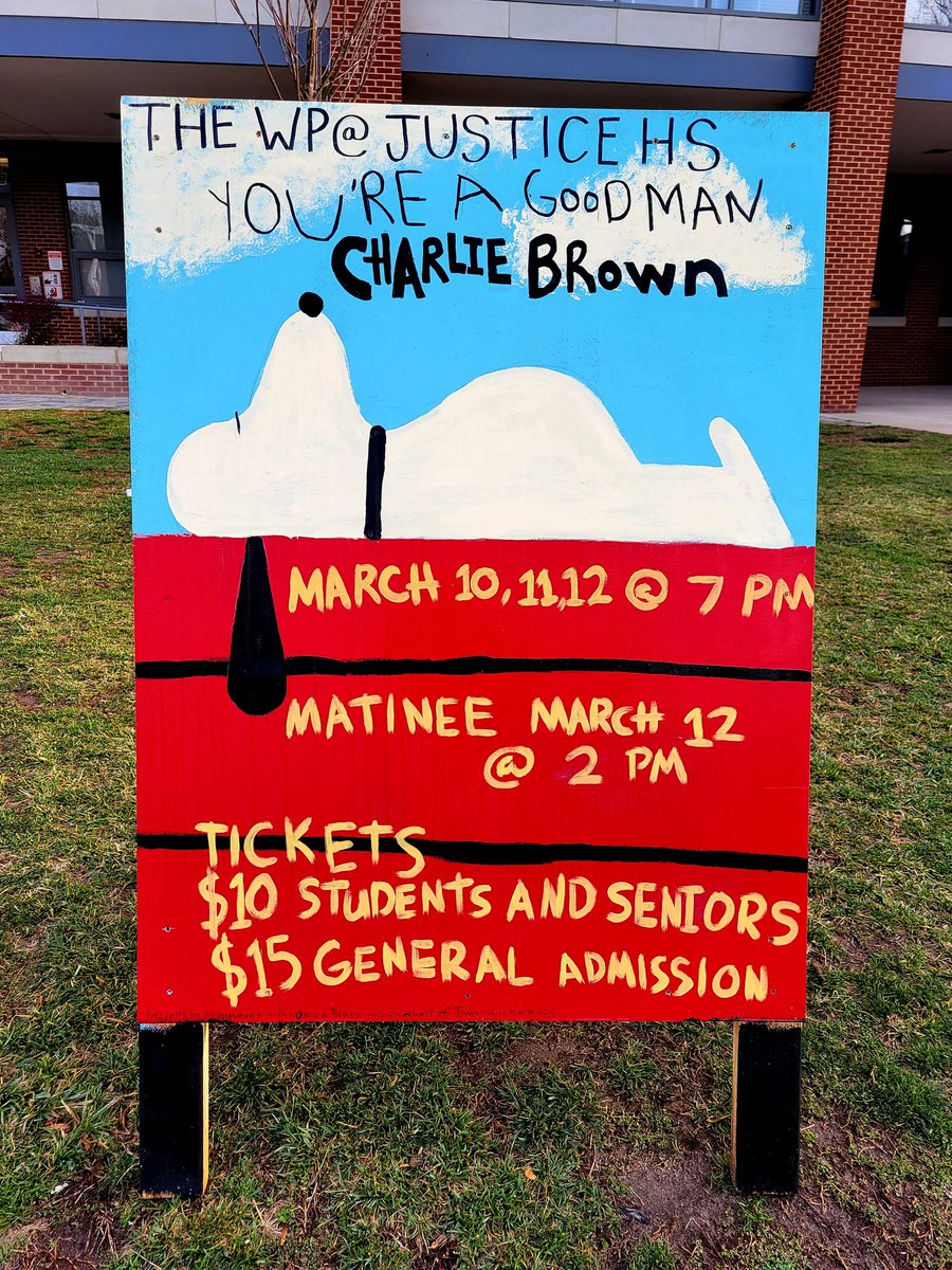 Looking for a fun, feel-good, kid-friendly musical? Come see the Justice High School production of "You're a Good Man, Charlie Brown." Th(today!)/Fri/Sat at 7pm and Sat at 2pm. 🐺🎭🎵♥️🙂
🎟 Tickets &amp; Info: wolfpacktheatre.org/2021/12/16/you…
<a href="/theWPtheatre/">The WP at Justice High School</a> <a href="/justicehswolves/">Justice High School</a>
