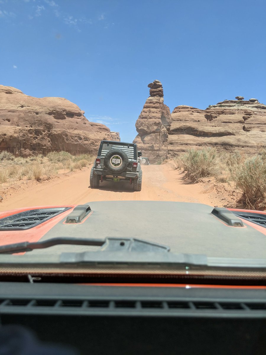 OffroadSynth's tweet photo. Of course we visited the Dodo Bird! Half the group hit the toes.. half didnt, we all left the trail in one piece. Your mileage may vary... #offroadsynthetics #jeeplife #jeep #jeepjlu #dailydrivencrawler #dailydrivercrawlers #jeepbadgeofhonor #builtnotbought #moab https://t.co/LEOEc3FDGK