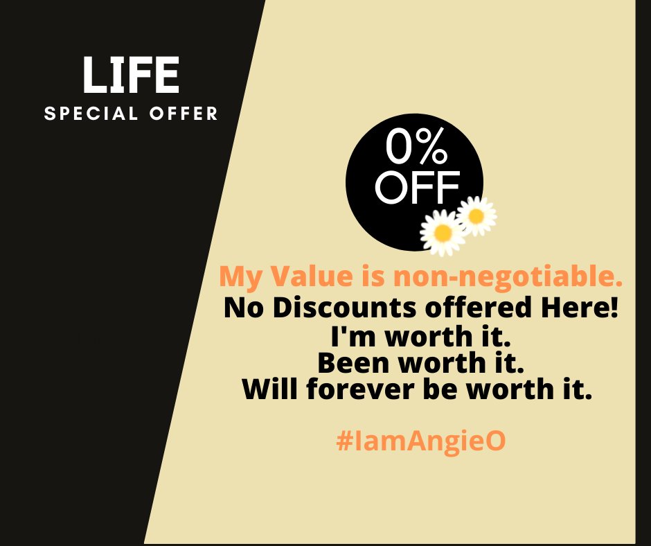 ImanEncourager's tweet photo. WE ARE WORTHY! ❤️
My value is non-negotiable. No discounts offered here. 
I'm worthy. Been worthy. Will forever be worthy.
#nodiscounts #worthy #WomensHistoryMonth #neversettle #values #selfcare #womeninbusiness #womensupportingwomen #viral https://t.co/U08HIhIAKP