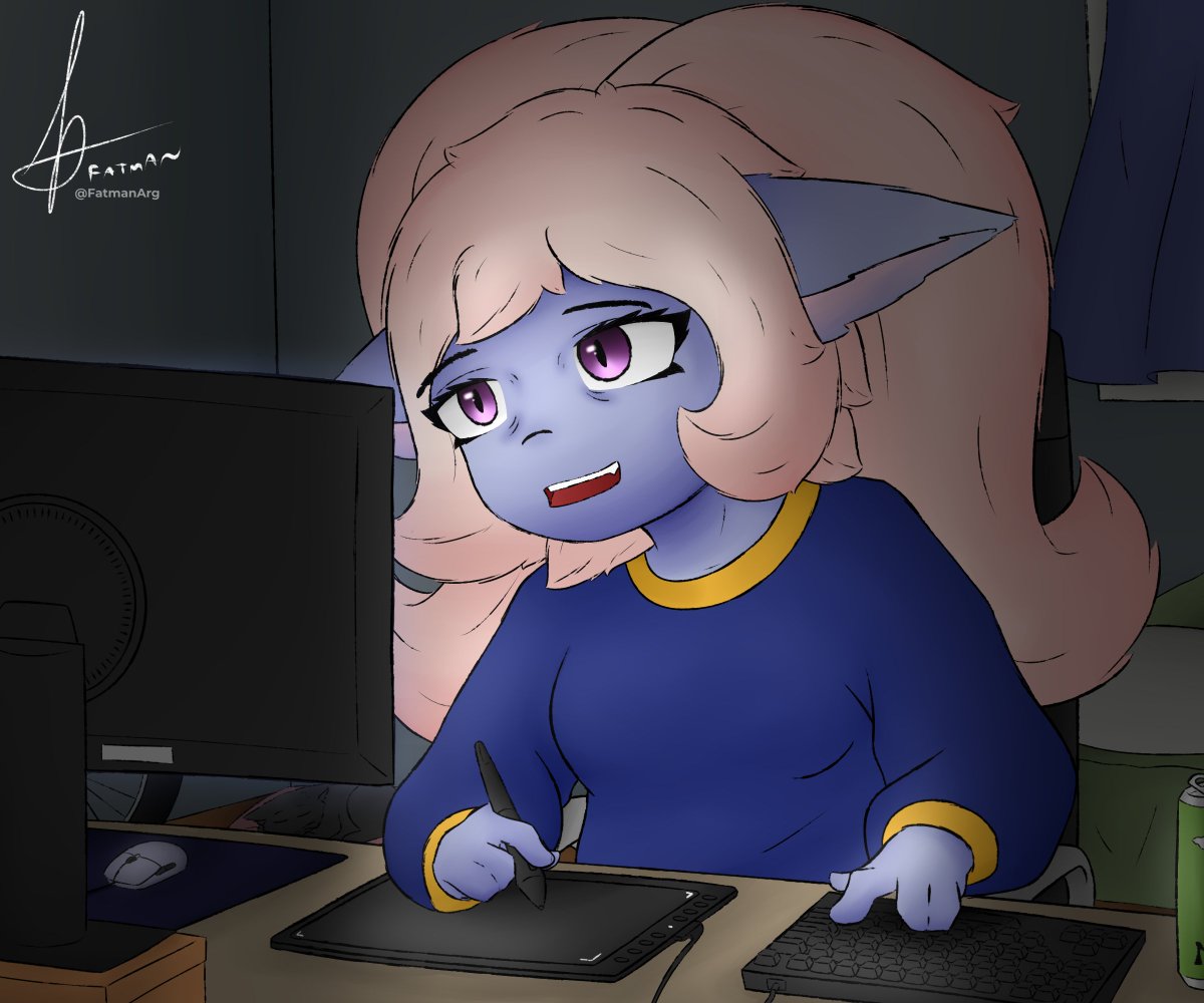 FatmanArg's tweet photo. "Al fin terminé, bueno ahora a mimir..." *4am😑*
#yordle #Poppy https://t.co/pPYIbEgC57