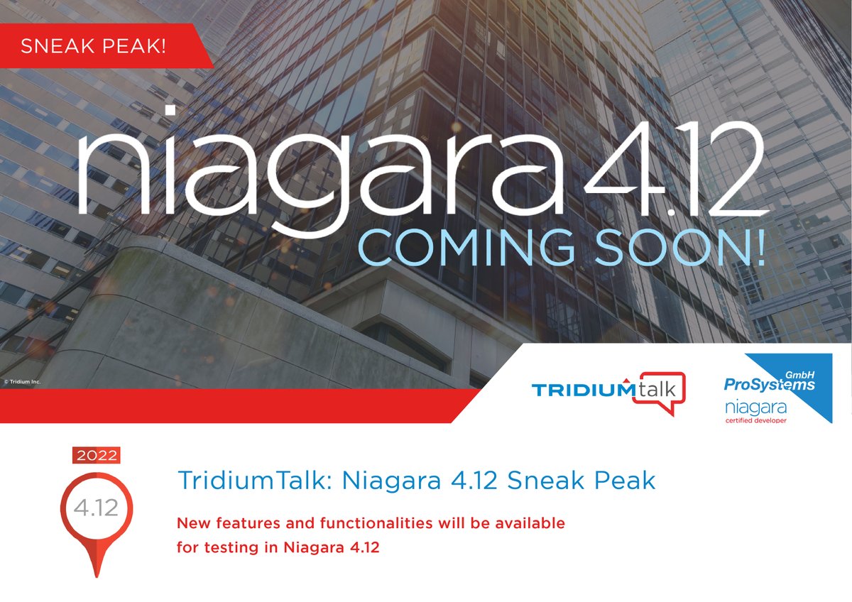 prosystemsgmbh's tweet photo. Als Niagara Certified Developer möchten wir über alles, was #Tridium und Niagara betrifft auf dem aktuellen Stand sein und informiert bleiben. 
Der nächste #TridiumTalk behandelt das Thema „Sneak Peak - Niagara 4.12“. Die vollständige Liste finden Sie hier:https://t.co/qAwYZqKFlR https://t.co/6iHVKM0Vou