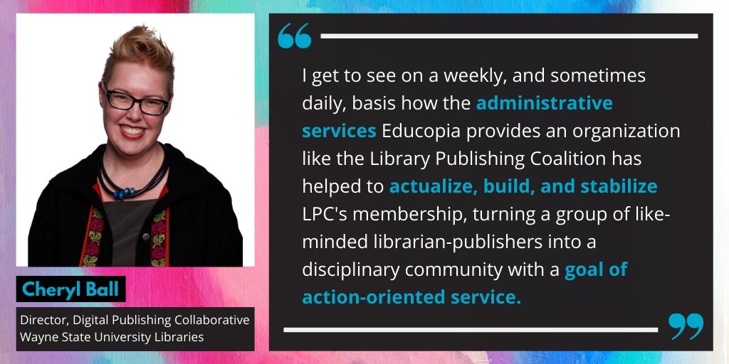 Educopia's tweet photo. Freedom from managing day-to-day administrative tasks has allowed the @LibPubCoalition to focus on building a supportive &amp; dynamic community. 

Learn how @Educopia can help build the scaffolding that lets your community focus on what really matters: https://t.co/7Uk8ZL3rGn https://t.co/pd9YDLIyyc