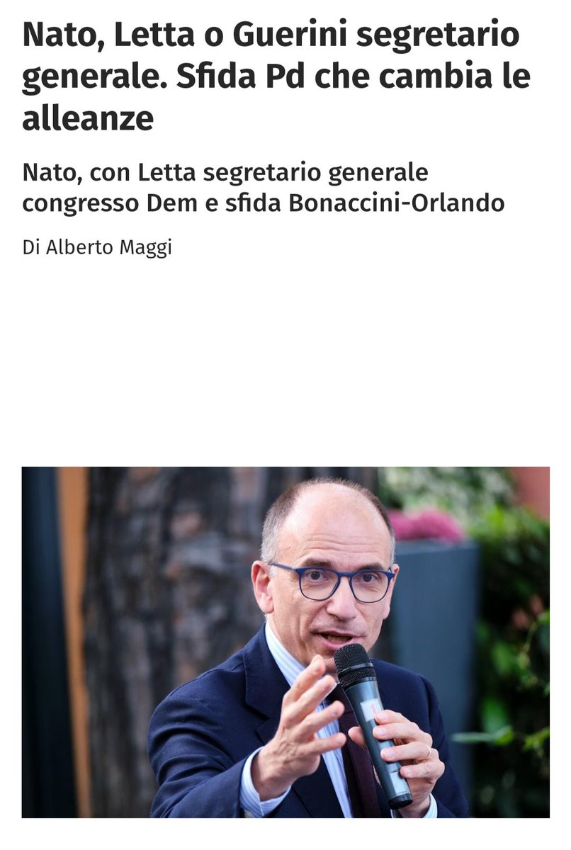 In Italia non abbiamo un partito di sinistra grazie al PD. Da anni il PD occupa abusivamente un posto che non è suo, con Renzi è stato palese e ora con Letta sta continuando. Mi chiedevo il perché dell'accanimento con cui hanno votato l'invio delle armi all'Ucraina...ecco perché: