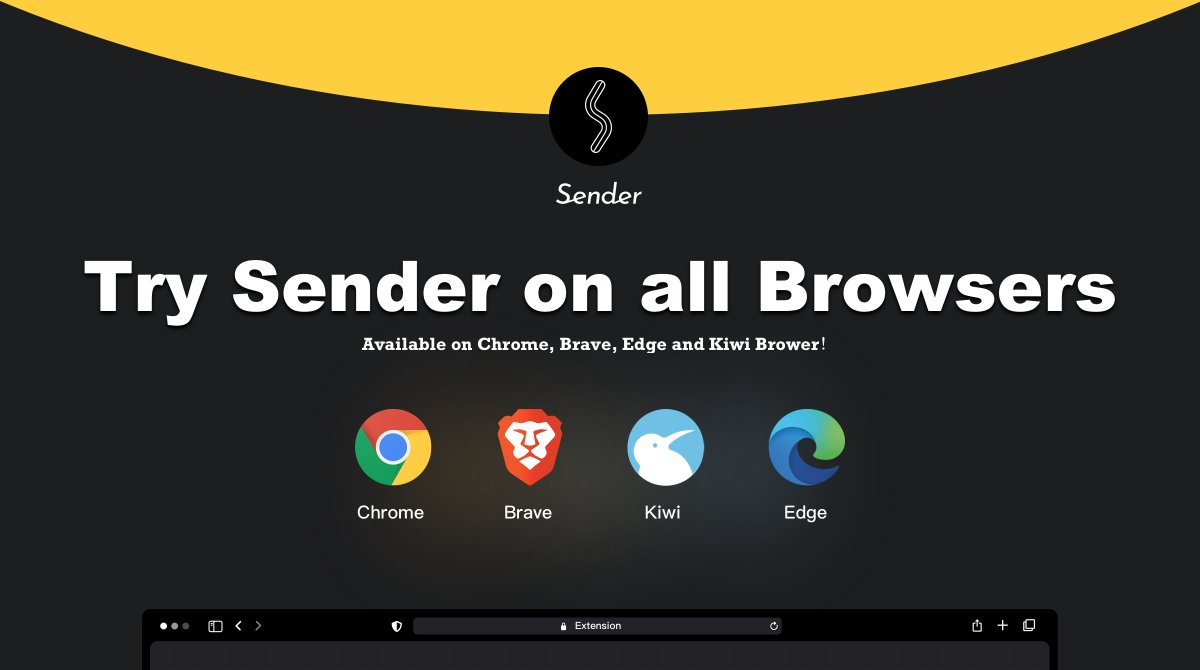 🎉Sender Wallet is now available on Chrome, Brave, Edge, and Kiwi browser！

🤗#Sender version 1.6 has been officially released and supports all those browsers. You can test and give us some comments and suggestions 🔥

Try it now!
💌senderwallet.io

 #NEAR #NEARProtocol