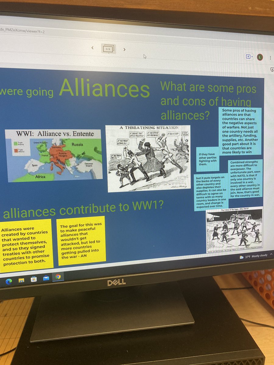 MrDMcCartney's tweet photo. Today, the honors world history class researched the causes of World War I, (MANIA) and presented on Jamboard. Very impressed! @RichHayzler @MichaelPortas @beth_sheridan6 @panthertownNJ @pthsnation #peqpantherpride https://t.co/7mkTRLnYae