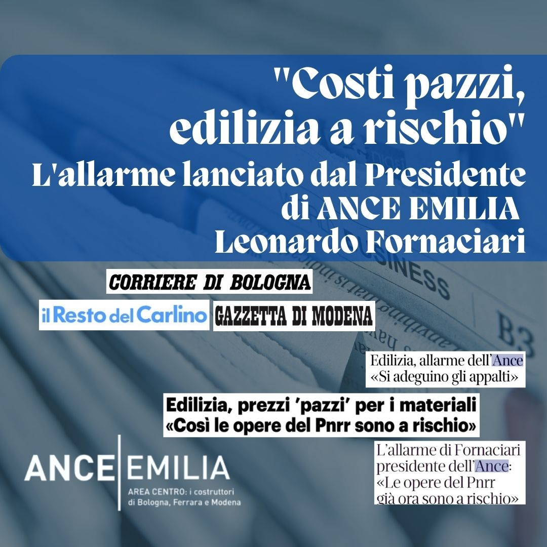 “Costi pazzi, edilizia a rischio”: l’allarme lanciato dal Presidente di ANCE EMILIA Leonardo Fornaciari – ANCE EMILIA Area Centro anceemilia.it/costi-pazzi-ed…