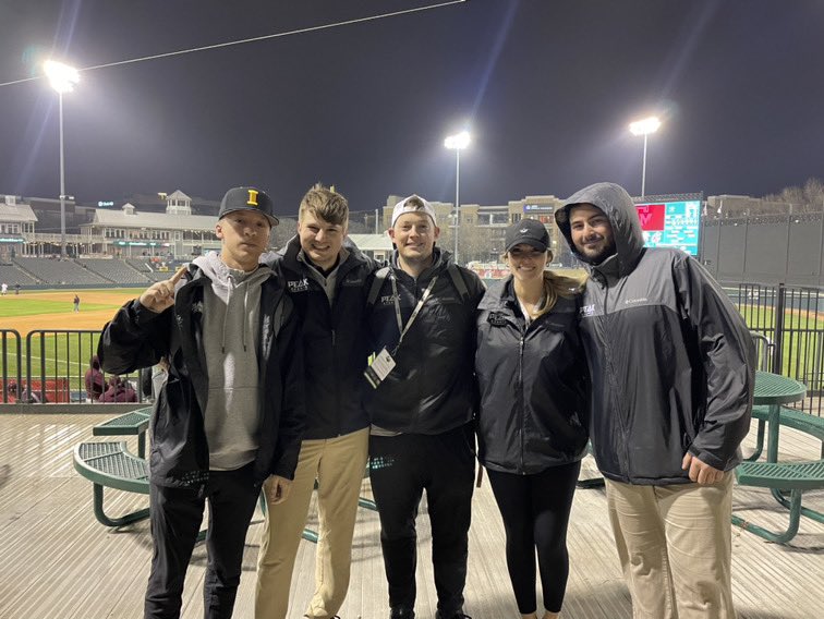 TheGreysonAllen's tweet photo. The Peak HQ Intern Team are the real champions of these past two weeks! 🏆 

These 4 did everything from being team hosts of a premier college baseball club to putting on sponsor promotions to helping with social and graphic work to managing the ticket office!

The best! https://t.co/VvN8mmpMpP