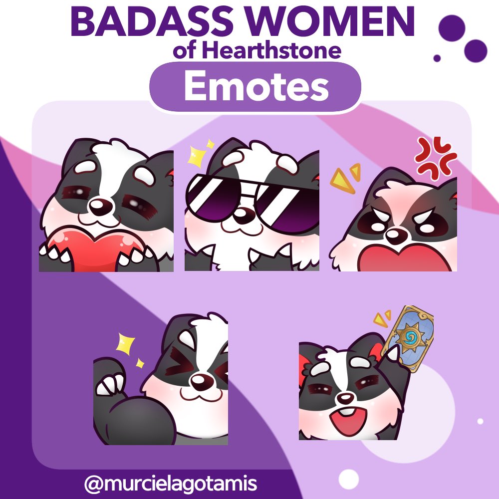 BadassWomenHS's tweet photo. Thanks to the amazingly talented @murcielagotamis we now have 5 cute and awesome new badass badger emotes on our Discord server! https://t.co/lgJ8z8GmF2