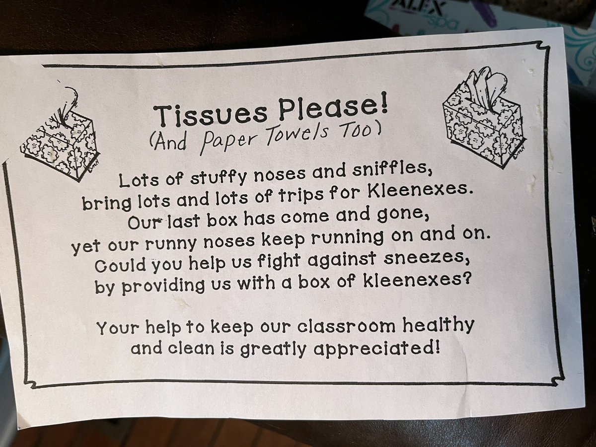 ehaspel's tweet image. As a parent, I would like to be empowered and have the choice for public schools to be funded well enough that my kid’s teacher doesn’t have to beg in verse for tissues.