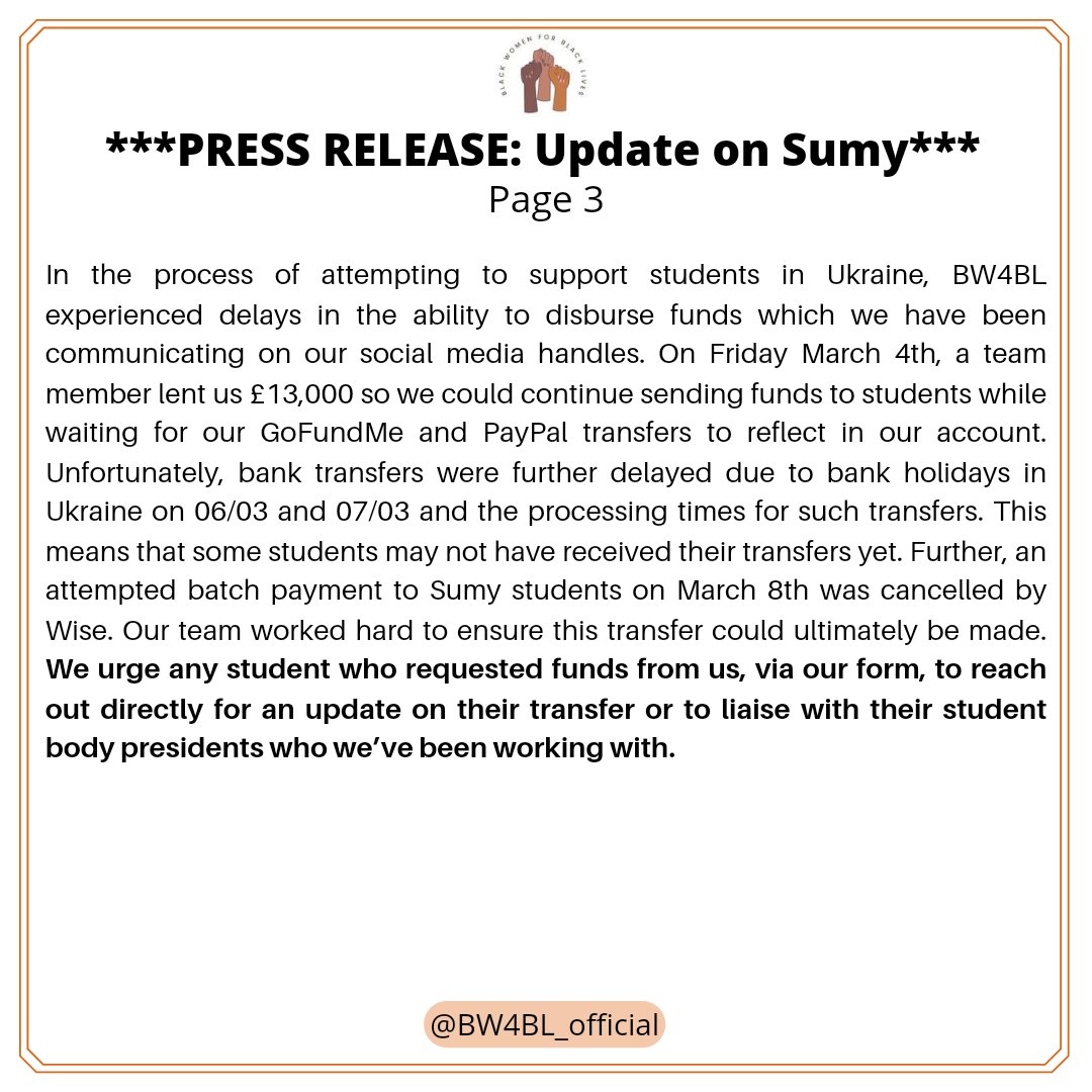 BW4BL_official's tweet photo. For more details you can also view our full press release here. 

It's been a tough couple of days but we're so grateful that everyone is now safe and we can retire the #SaveSumyStudents hashtag for now. Although we'll continue to provide support as and when we can. https://t.co/FbJXW8BPEB