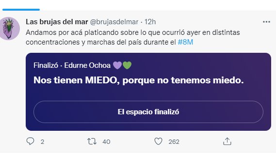 La noche de ayer fue espectácular, #FueNuestraPrimeraVez en #Space 
Nos fue de lujo, terminó el ejercicio con mucho amor feminista #EntreMujeres y nos quedaron ganas de mucho más <a href="/RedNacMDPT/">Red Nacional De Mujeres</a> <a href="/brujasdelmar/">Las brujas del mar</a> <a href="/OmegaVzquez/">Omega Vázquez</a> <a href="/edurneochoa/">Edurne 🐆</a> <a href="/marcartonist/">MBM</a> 
#JuntasEsMejor