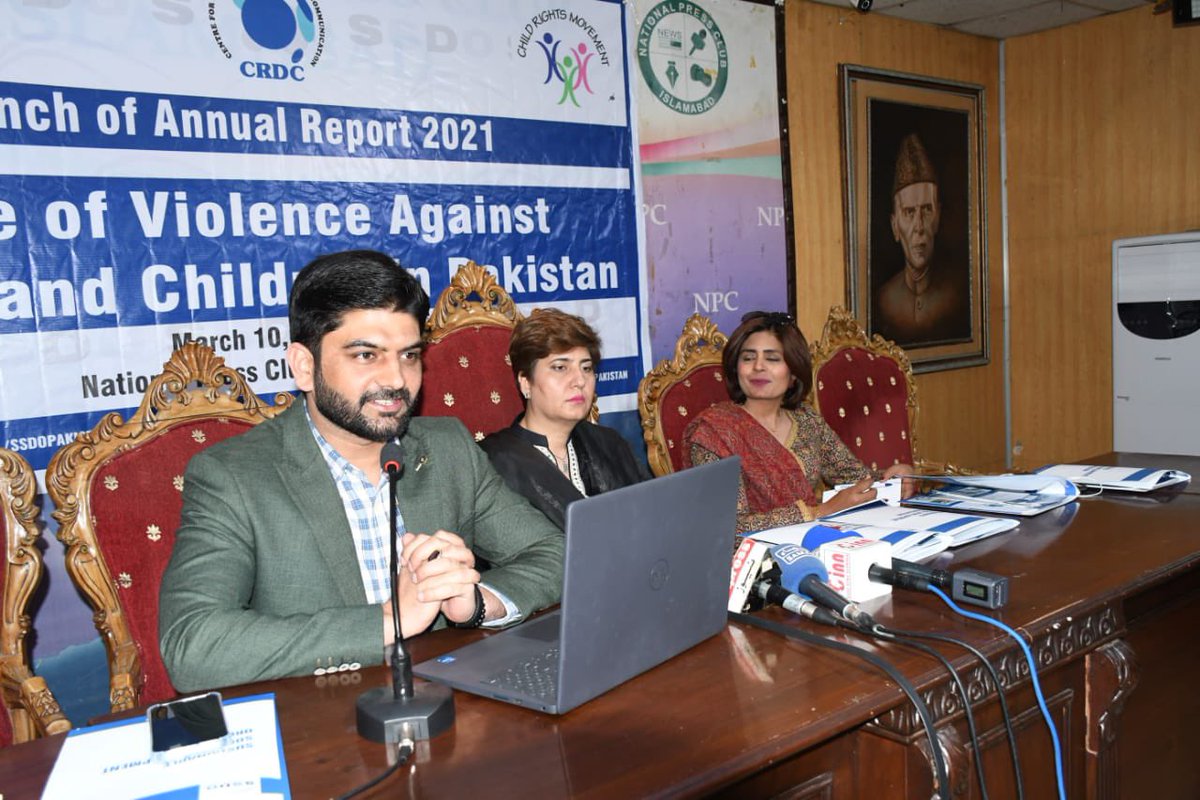 SSDOPakistan's tweet photo. SSDO launched Tracking Numbers 2021: State of Violence Against Women &amp; Children in Pakistan,District level Analysis. 
The event was attended by media,civil society &amp; chairperson NCRC. #SSDOTrackingNumbers @TehseenAfshan @NCRC_Pakistan @CRMPakistan @shazbkhanzdaGEO https://t.co/Meg5jYljFv