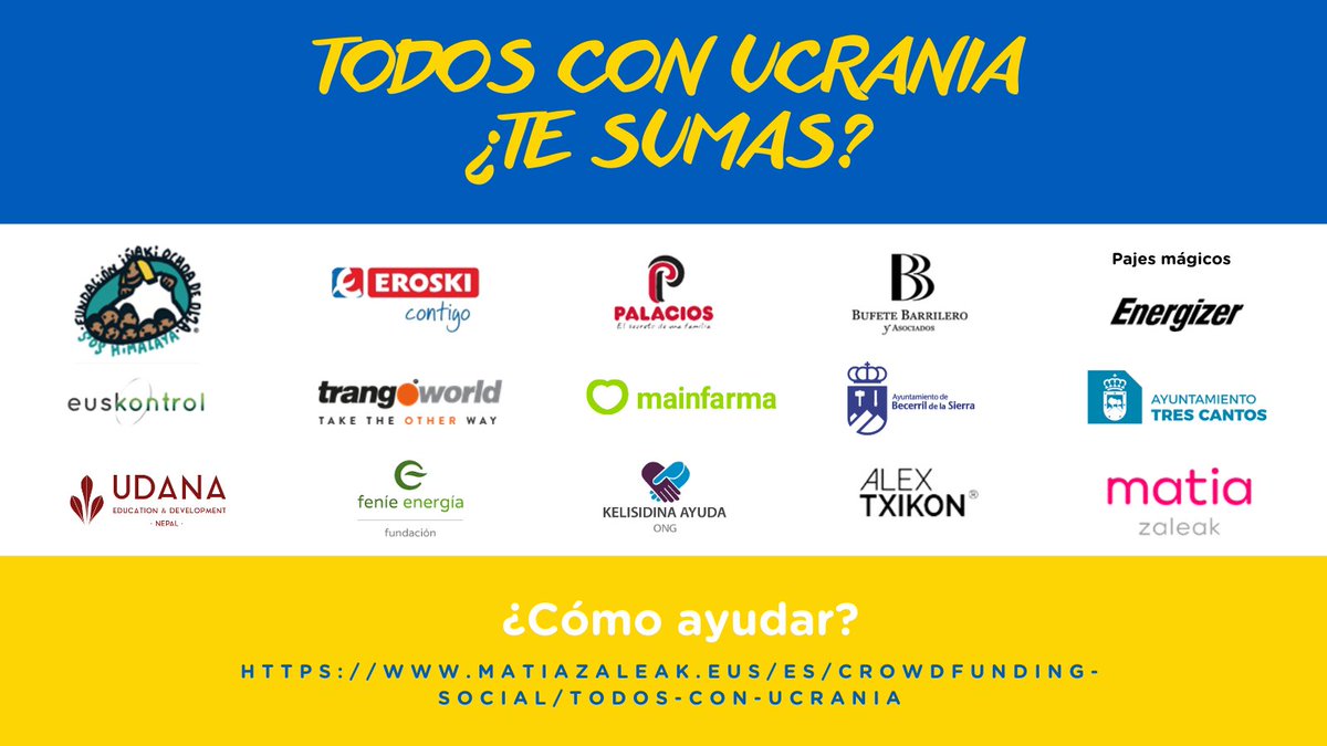 MatiaFundazioa's tweet photo. 🆘La situación en Ucrania es urgente y la red de colaboradores de #MatiaZaleak apoyamos un autobús que saldrá este sábado con material y regresará con 60 refugiadas/os.
🤝Haz tu aportación, y apoyarás a quienes están sufriendo la guerra.  https://t.co/xK39Mzrwd3
#StopWar https://t.co/vblXdvSIeA