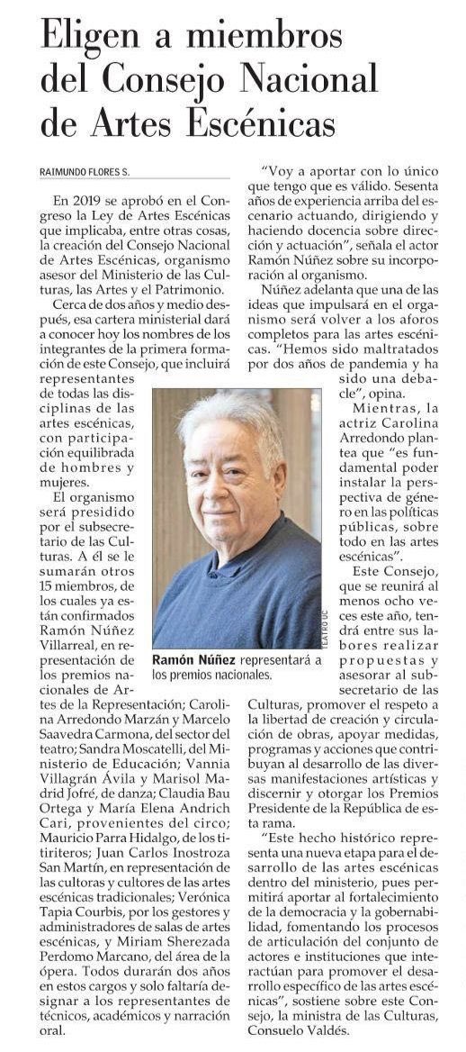 Destacadas figuras integran el primer Consejo Nacional de Artes Escénicas, creado bajo el alero de su propia ley. Iniciativa impulsada por el sector para fomentar el desarrollo de estas disciplinas, en un trabajo conjunto con nuestro ministerio y el poder legislativo.