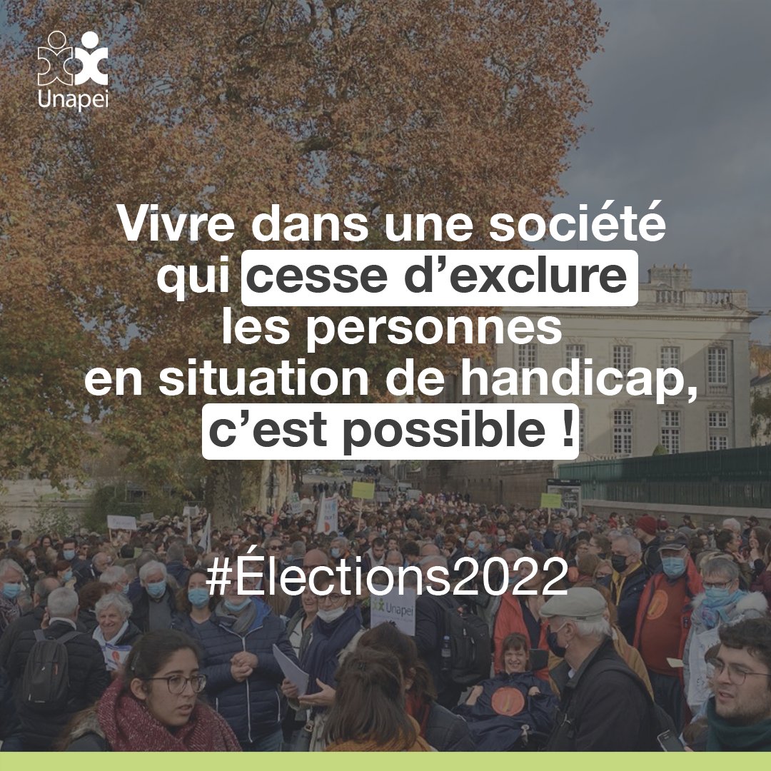 📢 Vivre dans une société qui cesse d’exclure les pers. en situation de #handicap, c’est possible !
L'<a href="/Unapei_infos/">Unapei</a> publie ses revendications et interpelle les candidats aux #élections2022.
Lire le programme 👉 ow.ly/hzR750IfPhx