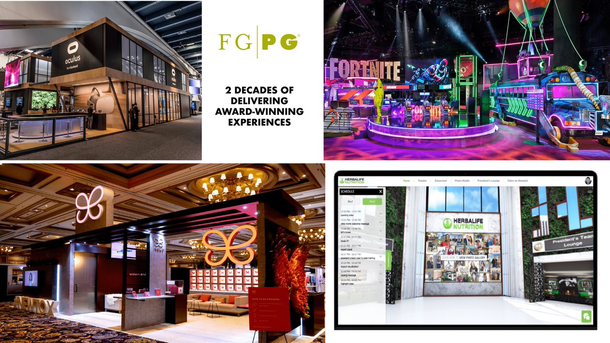 BizBash's tweet photo. If your brand is considering a live, virtual, or hybrid experience FG|PG has you covered from strategy to design to production and fabrication, all under one roof.

Tradeshows, conferences, press events, stunts, content creation, AR/VR. We've done it all👉https://t.co/Kjbqf8wygA https://t.co/V2BYO0nHXH