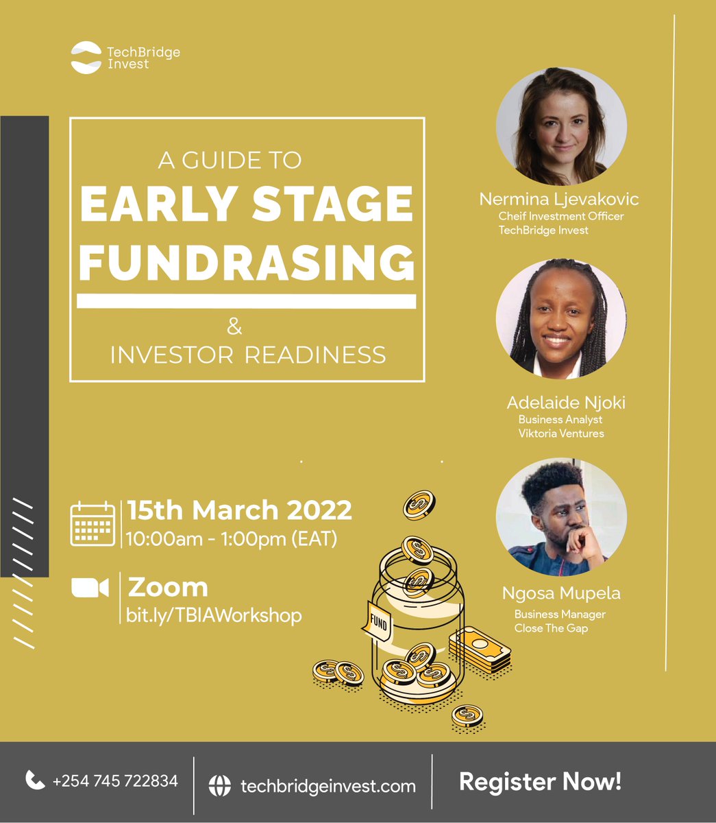 TechBChallenge's tweet image. Are you an entrepreneur who&apos;s having challenges raising money for your business? Join us as we explore strategies you can use to overcome these challenges and what it actually means to be investor ready. Registration: bit.ly/TBIAWorkshop
Tuesday 15th March 2022
10:00AM-1:00PM