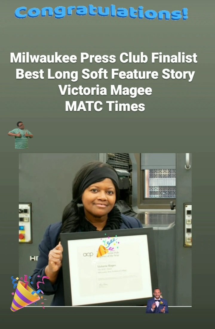 MATCTimes's tweet photo. @matcmilwaukee Congrats Victoria! https://t.co/CdM4CqDWOq