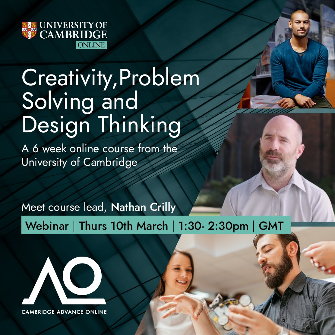 CamUniOnline's tweet photo. Following the success of yesterday's #Roadmapping webinar, we have another session today providing information about our #DesignThinking online course. For updates, follow #CreativityOnline. https://t.co/xdH9MsqqVj