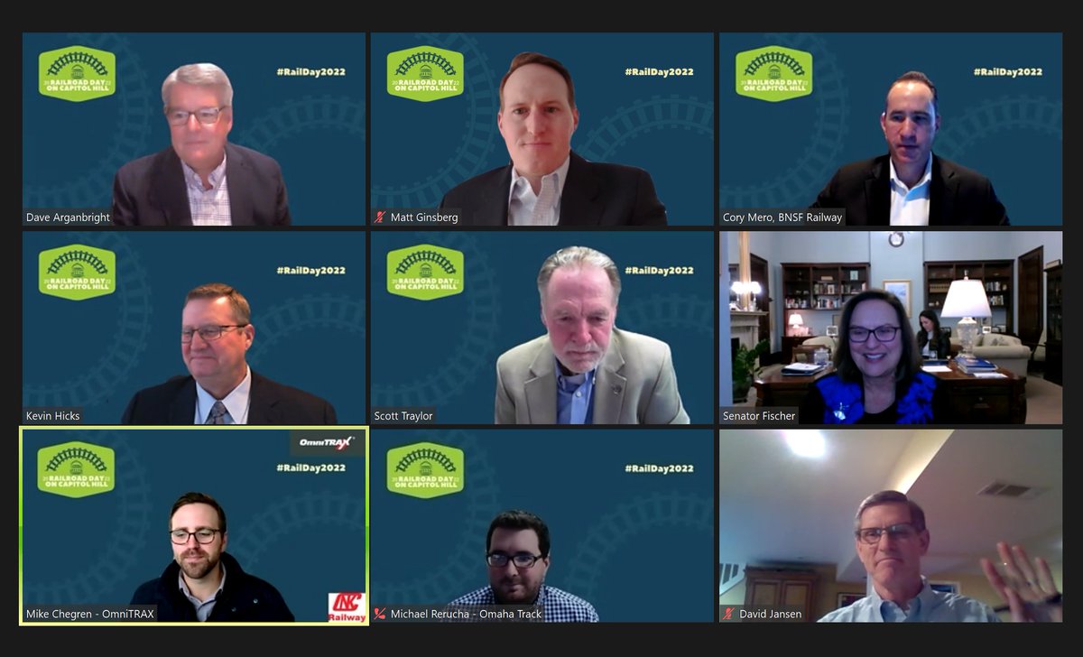 #FreightRail advocates are back at it today for #RailDay2022. Thank you to <a href="/SenatorFischer/">Senator Deb Fischer</a> for meeting with #rail industry professionals and for her actions to ensure strong #railinfrastructure to move goods across Nebraska and throughout our nation.