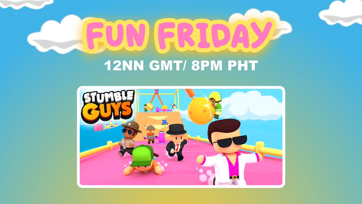 FlyingFoxies's tweet photo. 📢 #FlyingFoxCommunity 📢

You are invited to join our FUN FRIDAY activity. 🎊

This Friday's featured game is "Stumble Guys". It is available on iOS and Android so better check it out. 

Join discord to play with the community 👉 https://t.co/gR14MqkS79 https://t.co/ykKvKvbY0h