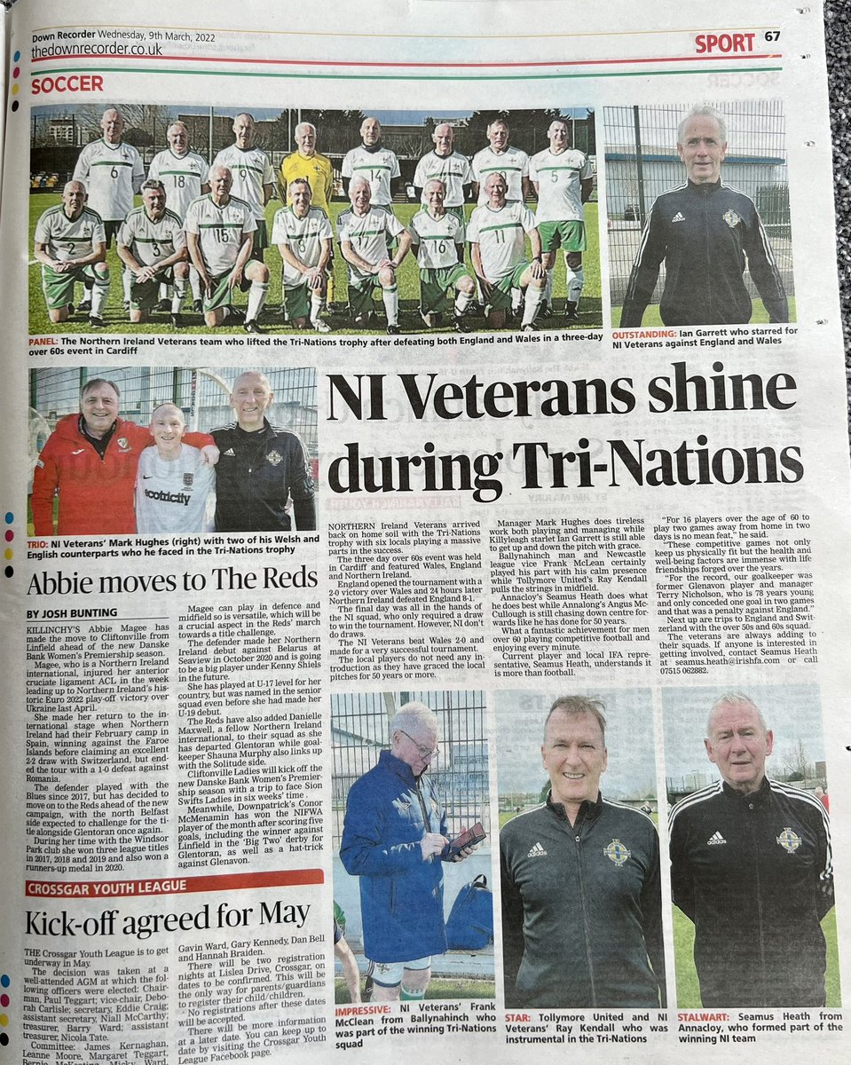 SeamusHeath1's tweet photo. Coverage of our weekend over 60’s tri-nations tournament in #cardiff
NMD locals were a massive part of the NI Veterans squad.
#NeverTooOld #Angus @Franko #yosser #scootey #ray
@WalesVets @EnglandVeterans https://t.co/9FSJkLqrfZ