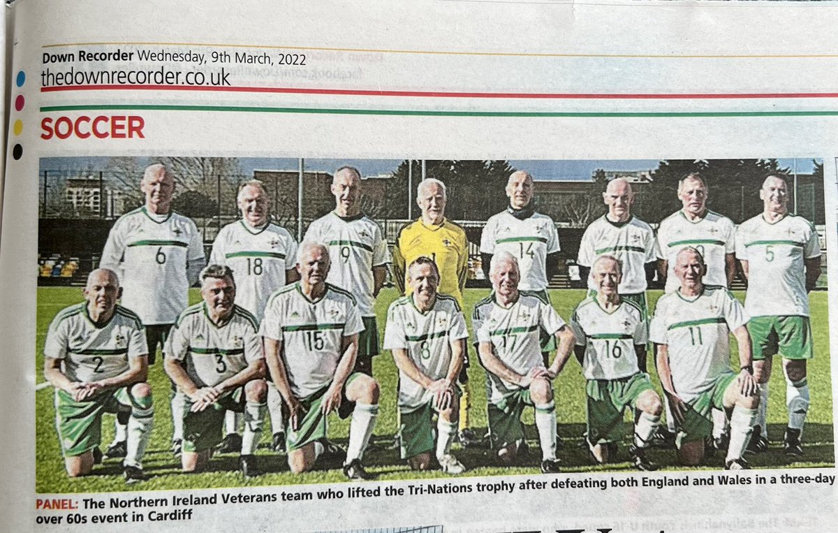 SeamusHeath1's tweet photo. Coverage of our weekend over 60’s tri-nations tournament in #cardiff
NMD locals were a massive part of the NI Veterans squad.
#NeverTooOld #Angus @Franko #yosser #scootey #ray
@WalesVets @EnglandVeterans https://t.co/9FSJkLqrfZ