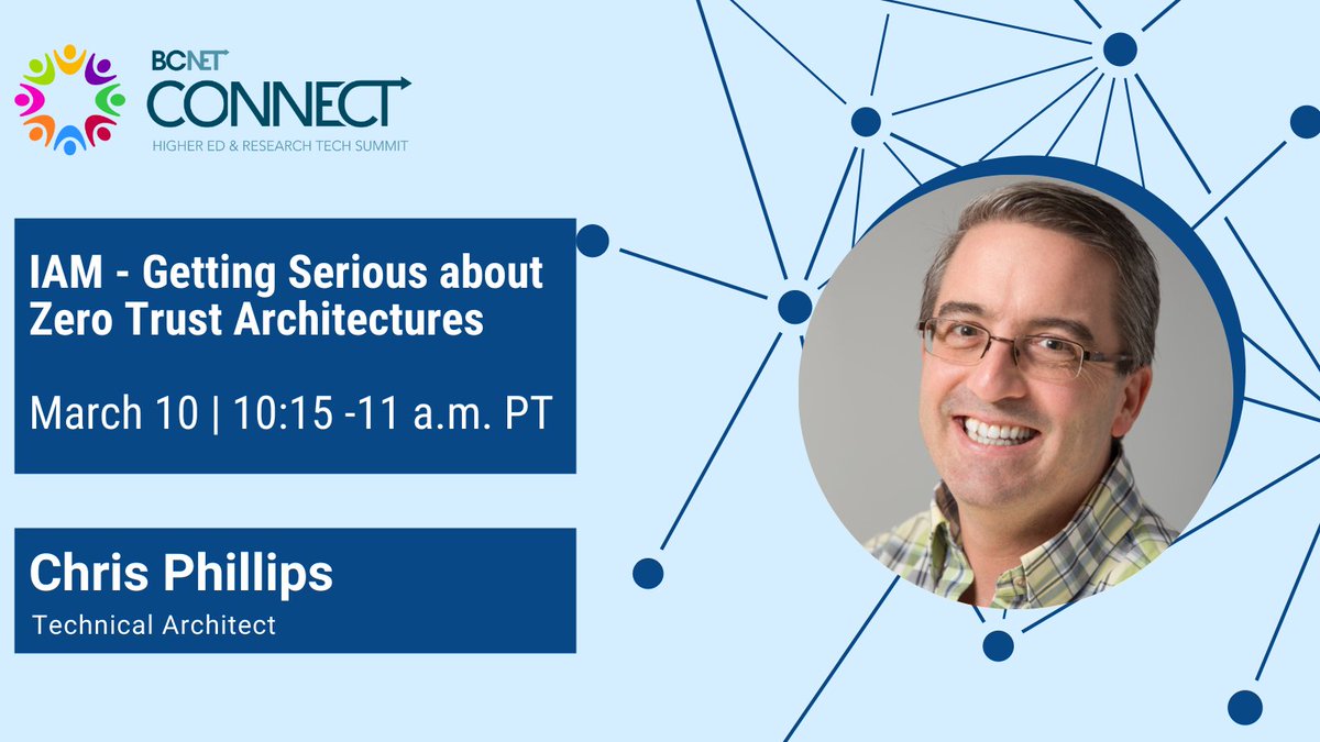 CANARIE_Inc's tweet photo. Zero Trust Architectures have become the latest tactic for how to push back against hackers trying to infiltrate your systems. Join Chris at #BCNET2022 to learn more. https://t.co/NR7gydWPnG https://t.co/00PNMzgler