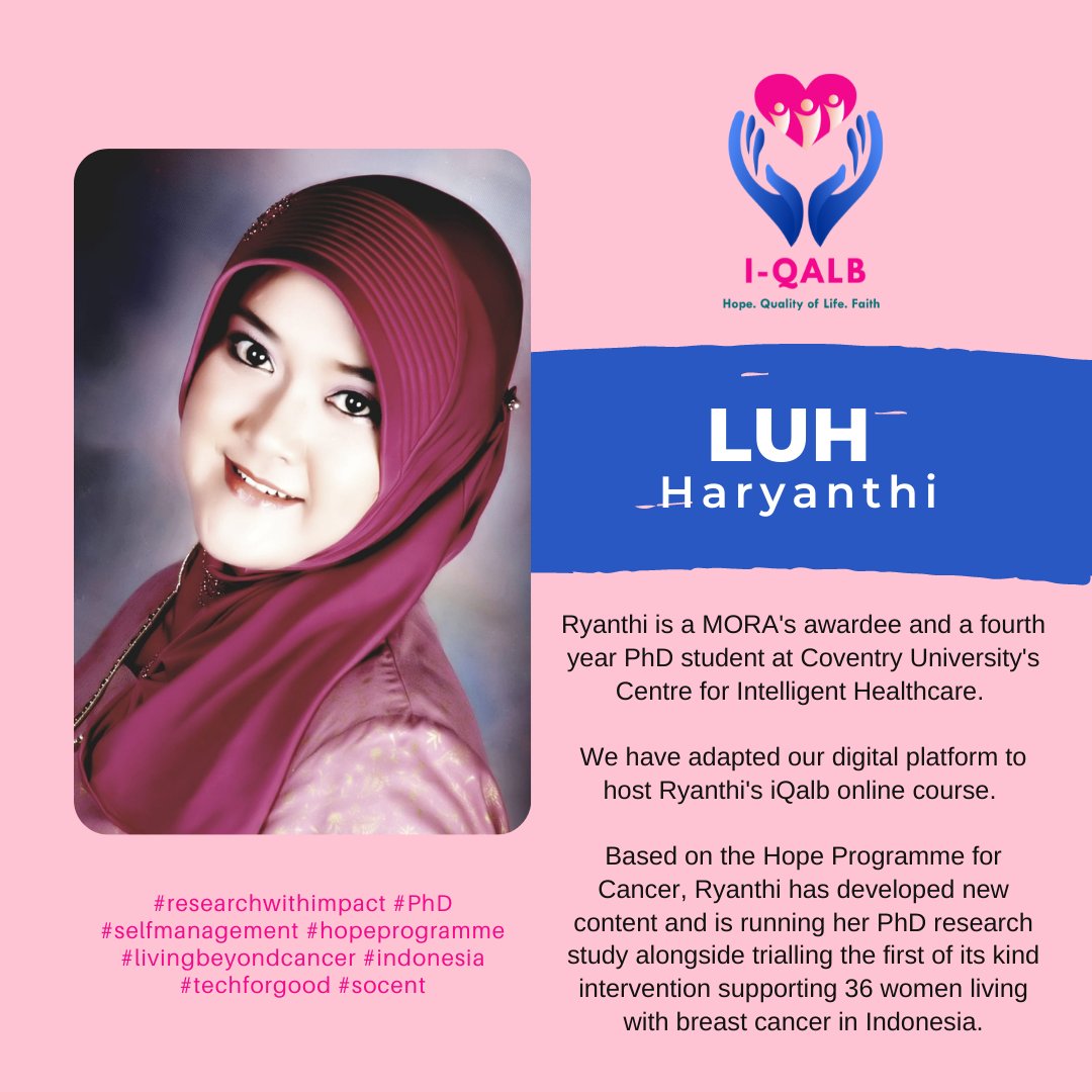HOPE4TC's tweet photo. Everyday is #internationalwomensday! We are proud to be working with talented @covcampus #PhD student Rhyanthi to deliver online support for women living with #breastcancer in #Indonesia. Adapted from the #hopeprogramme the feedback is very positive 👏👏👏 #socent #poweredbyHope https://t.co/0ldyHB6m2B