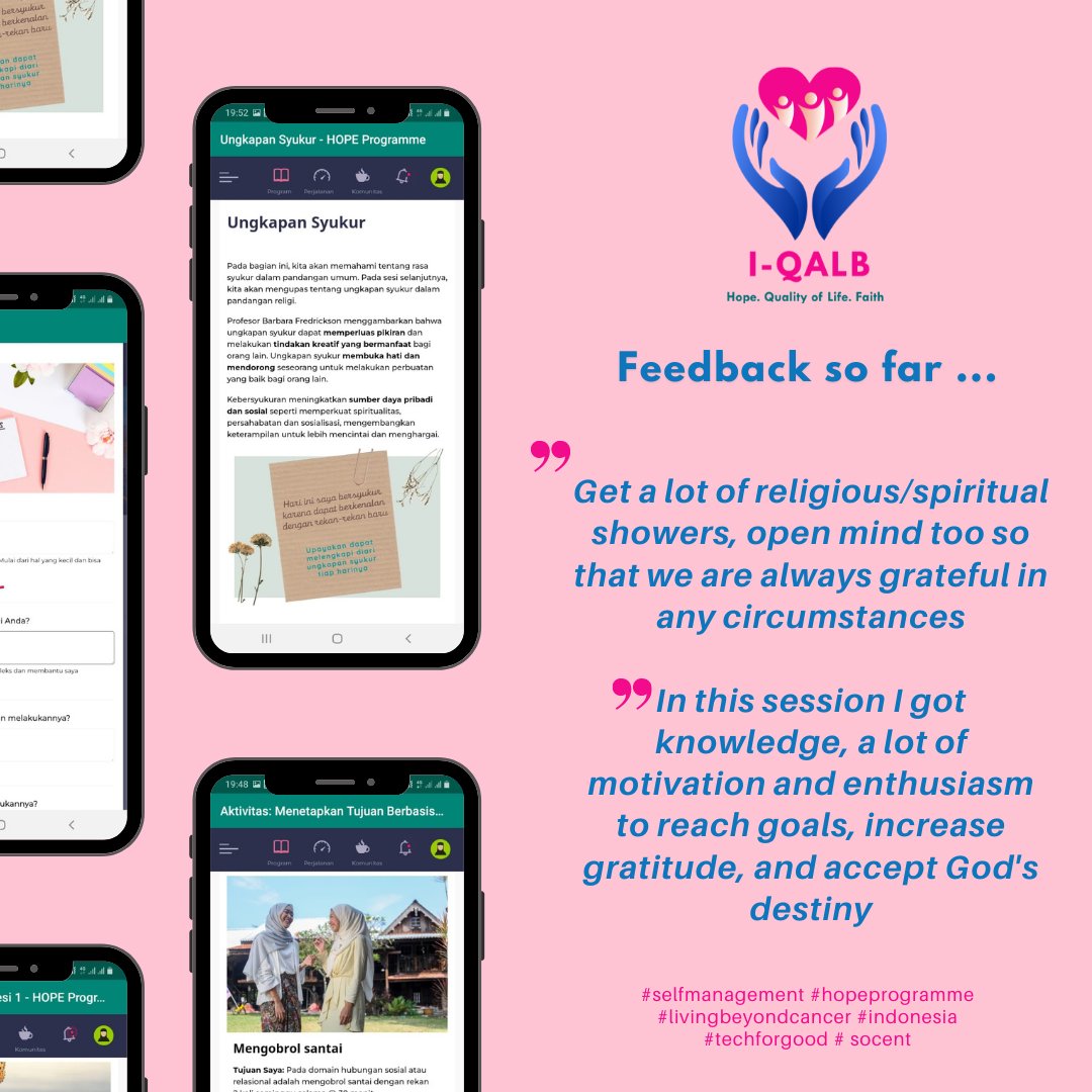 HOPE4TC's tweet photo. Everyday is #internationalwomensday! We are proud to be working with talented @covcampus #PhD student Rhyanthi to deliver online support for women living with #breastcancer in #Indonesia. Adapted from the #hopeprogramme the feedback is very positive 👏👏👏 #socent #poweredbyHope https://t.co/0ldyHB6m2B