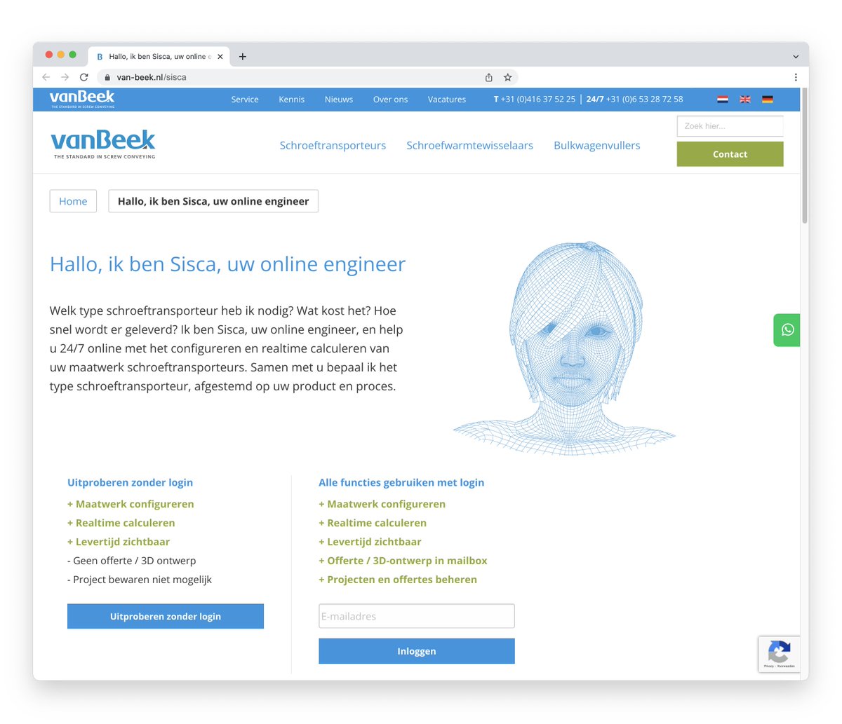 vanbeekschroef's tweet photo. Sisca is live! Vanaf nu kunt u 24/7 realtime een prijs en levertijd voor uw schroeftransporteur berekenen. Sisca is beschikbaar in het Nederlands, Engels en Duits en staat altijd voor u klaar op: https://t.co/n8gOwOHh1z

#Sisca #onlineengineer  #VanBeek #schroeftransport https://t.co/QI1E63Z6A9