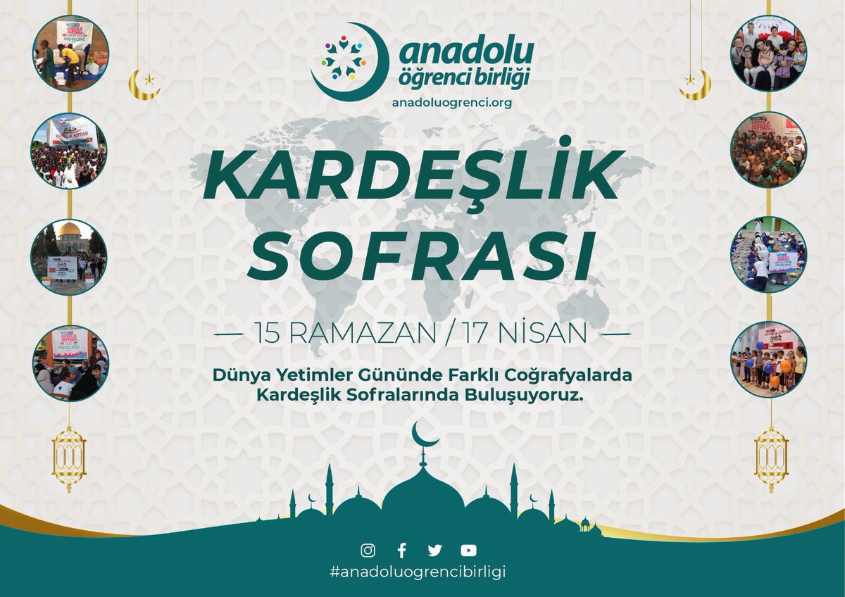 📣 Askıda İftar Var 🎉

Her yıl olduğu gibi ülkemizde ve dünyanın farklı coğrafyalarında kurduğumuz kardeşlik sofralarında bu yıl da buluşalım. 

#DünyaYetimlerGünü #KardeşlikSofrası 
#AskıdaİftarVar