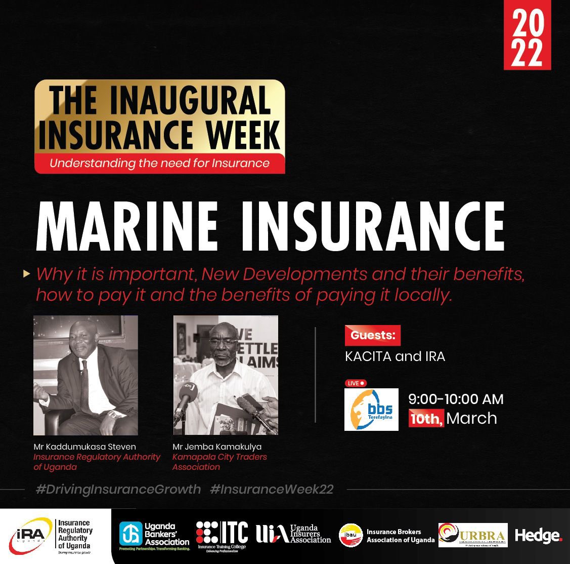 sharon_kiwanuka's tweet image. Todays focus is Marine insurance. Marine Insurance is a type of insurance policy that provides coverage against any damage/loss caused to cargo vessels, ships, terminals, etc. in which the goods are transported from one point of origin to another #InsuranceWeek22