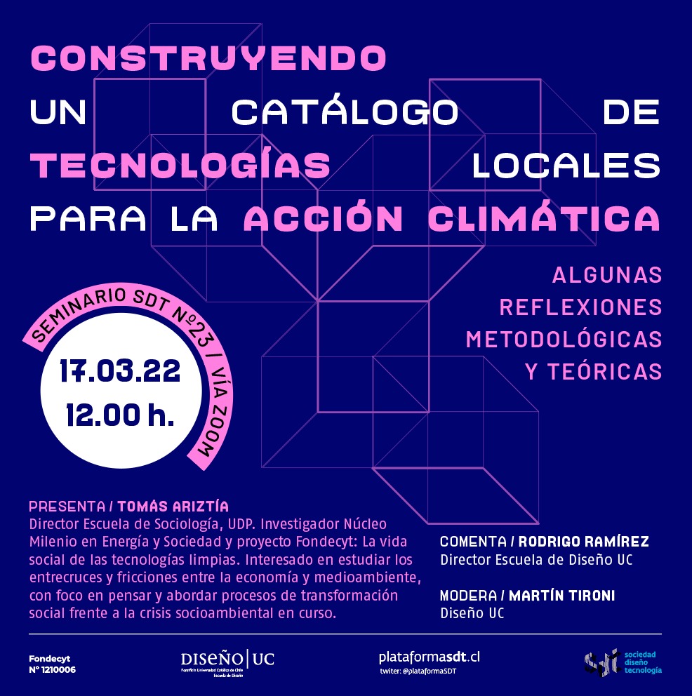 El 17 de marzo a las 12:00 🗓️ tendremos una nueva versión del seminario SDT "Construyendo un catálogo de tecnologías locales para la acción climática". Presenta <a href="/tomasariztia/">Tomas Ariztía</a> y comenta <a href="/rrtuco/">Rodrigo Ramírez</a>. Más info e inscripciones en: plataformasdt.cl/seminario-sdt-…