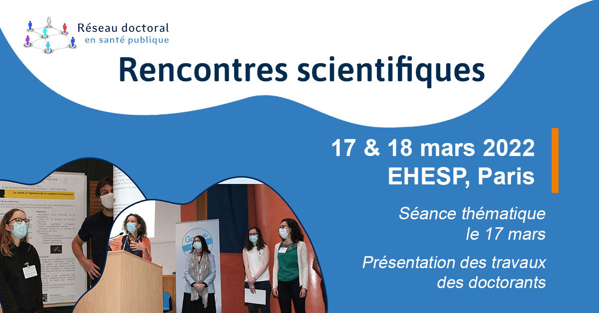 EHESP's tweet photo. [ÉVÉNEMENT] Cette année, les 13e rencontres scientifiques du Réseau doctoral en santé publique se déroulent les 17-18/03 sur le site parisien de l'@ehesp • Découvrez le programme de ce temps-fort annuel de la #recherche en #santépublique ▶️ https://t.co/cm4uKjkMOf #doctorat #PhD https://t.co/JoT0QeMx9t