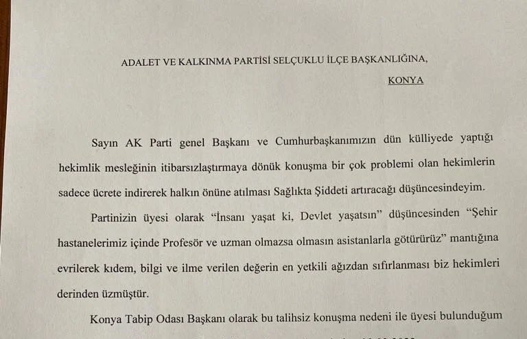 bunasilhaberler's tweet photo. Konya Tabip Odası Başkanı, Erdoğan'ın “Gidiyorlarsa gitsinler” sözleri sonrası AK Parti'den istifa etti https://t.co/u9yUCS3RG6