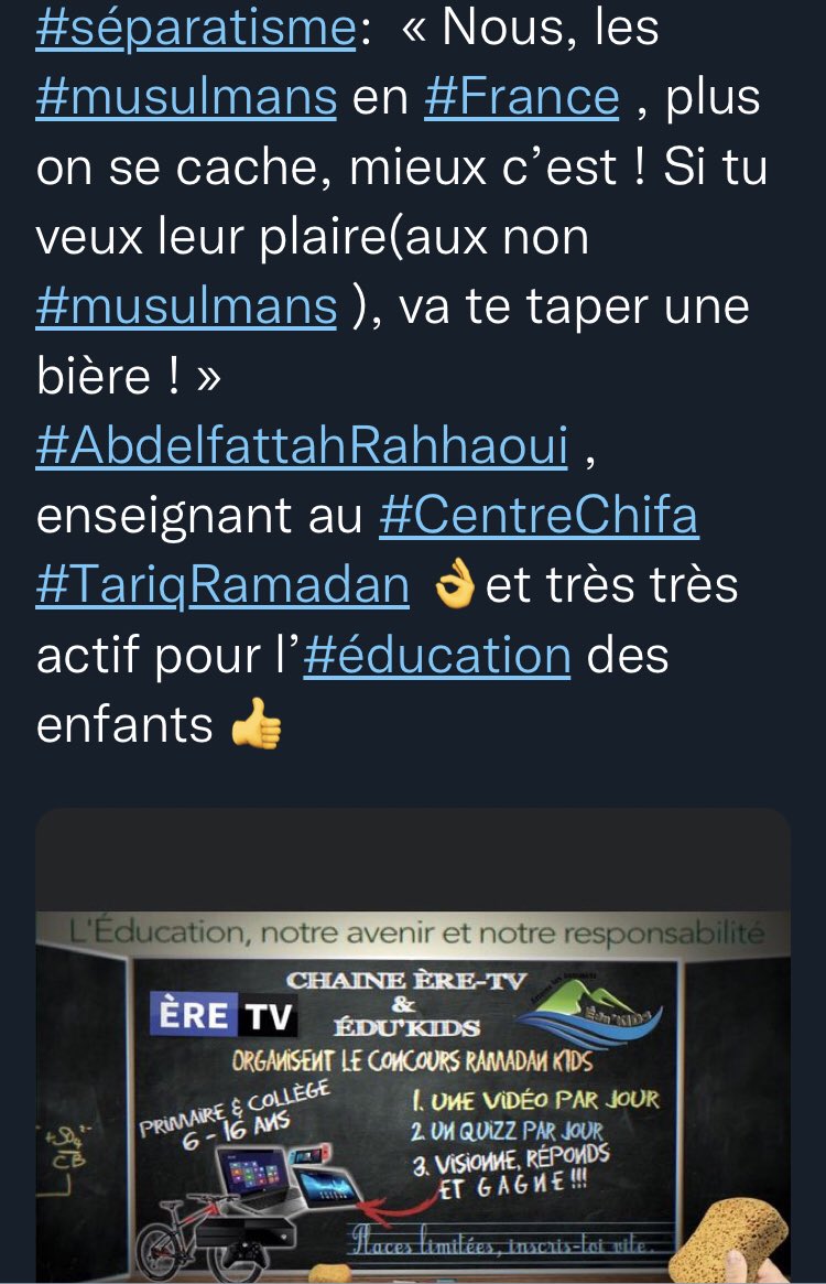 nmq_noor's tweet photo. Un #imam #radical surveillé pour ses liens #terroristes #SouadMerah , #Sanabil … Très actif sur les réseaux sociaux et qui incite les #musulmans « à ne pas être complexés vis-à-vis de leurs principes » #séparatisme 👇 https://t.co/jsmXAS3gmF