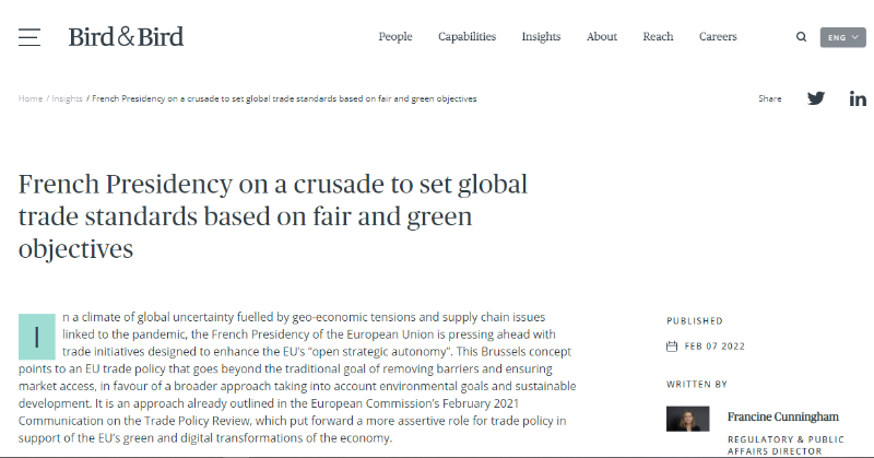 EUGSPhub's tweet photo. The #EU's #GSP is one of the trade-related legislative initiatives that the #FrenchPresidency aims to make progress on during the next months, to enhance the EU’s “open strategic autonomy”. Particular focus on #environmental goals and #sustainable development👇