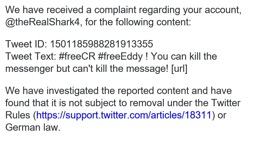 theRealShark4's tweet photo. #freeCR #freeEddy !
You can kill the messenger, but you can't kill the message! https://t.co/hTJAXTCAaL