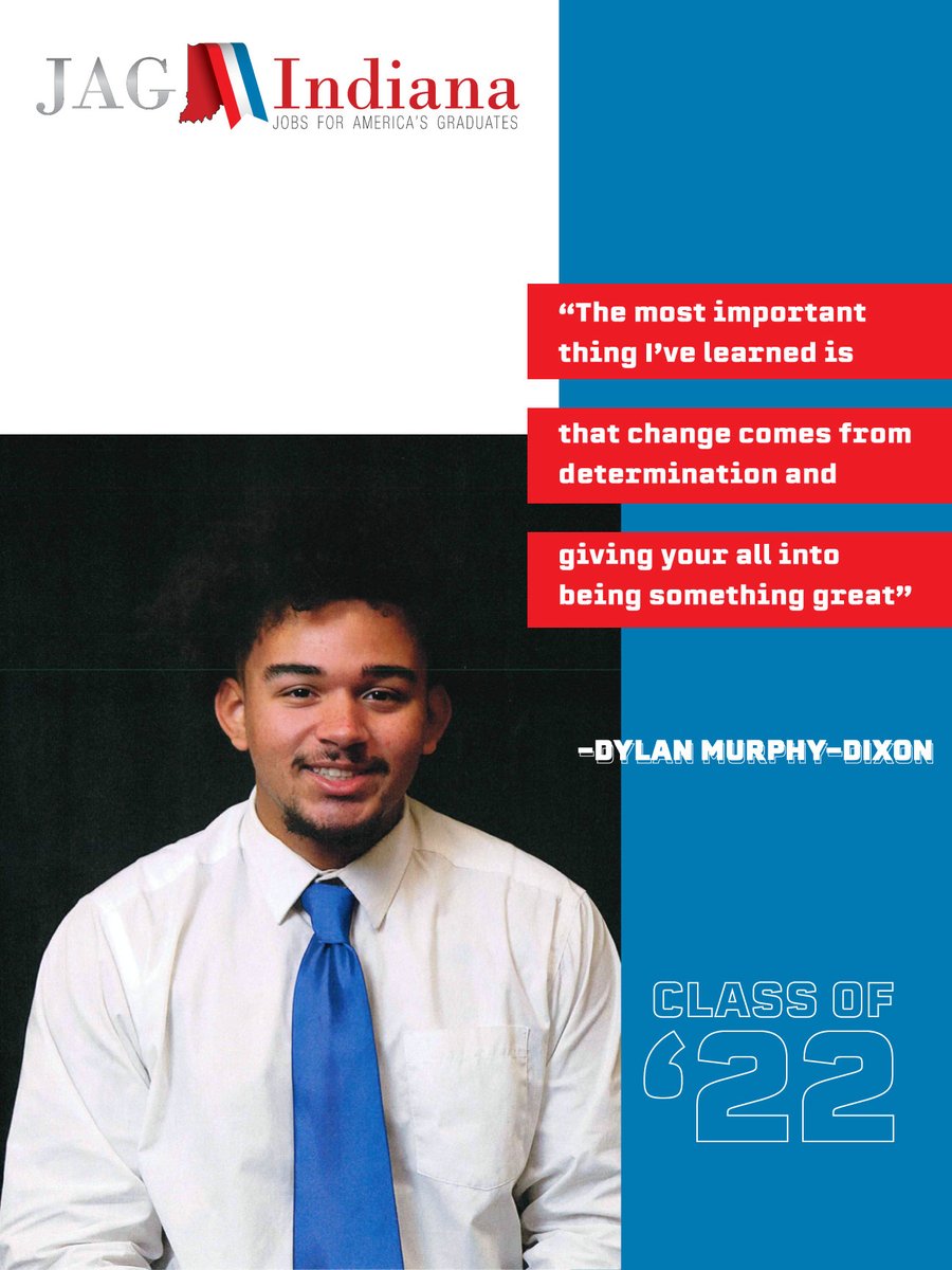 💪"Change comes from determination and giving your all into being something great." 💭

Cheers to Dylan Murphy-Dixon of the Knightstown #JAGFamily, the <a href="/EINworks/">Eastern Indiana Works | @EINWorks</a> 2022 Outstanding Senior headed to State Finals! <a href="/JAGnational/">Jobs for America's Graduates</a> <a href="/CAB_Athletics/">Knightstown Athletics</a>  <a href="/GeniusJag/">JAGenius</a> #JAGIndiana