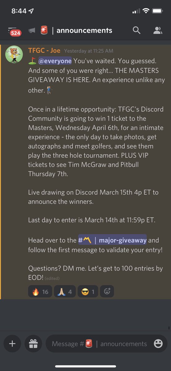 Has there ever been a better time to join a Discord?

We’ve been building for 3 full months. 
Perfecting our plan, our art, and organically building our community. Weekly events and prizes.

Who wants to be our 1,050th member?
discord.gg/tfgc