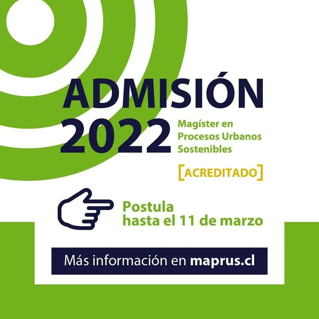 faug_udec's tweet photo. 📌ADMISIÓN 2022
👉🏻 Postula hasta este viernes 11 de marzo
📱Más información en https://t.co/LF7aM3nVB7
.
.
.
#magister #procesosurbanossostenibles #maprus #maprusudec https://t.co/et9LnmqBlf