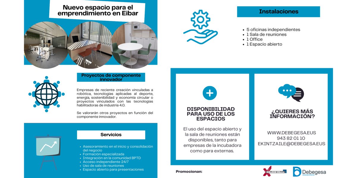 EibarkoUdala's tweet photo. 🚀 ¡Atentos/as! Ya está en marcha el proceso para que las empresas interesadas puedan acceder a las oficinas de la nueva incubadora de #Azitain en #Eibar. https://t.co/NZ3wzErpNY