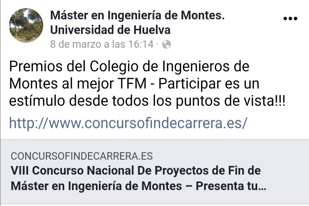 masterofUHU's tweet photo. Compartimos publicación del Máster en Ingeniería de Montes, sobre los premios del colegio de ingenieros de montes al mejor #TFM 

https://t.co/mPlJaN2B55 https://t.co/qYQhrvMbMn
