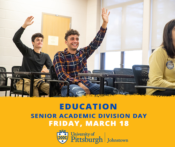 PittJohnstown's tweet photo. Meet our faculty and current students, sit-in on classroom simulations and presentations focusing on Stem, Student Teaching Expectations, and Study Abroad Opportunities.

Register your spot today at https://t.co/PZ0UOPgyge https://t.co/csnoR1MG0D
